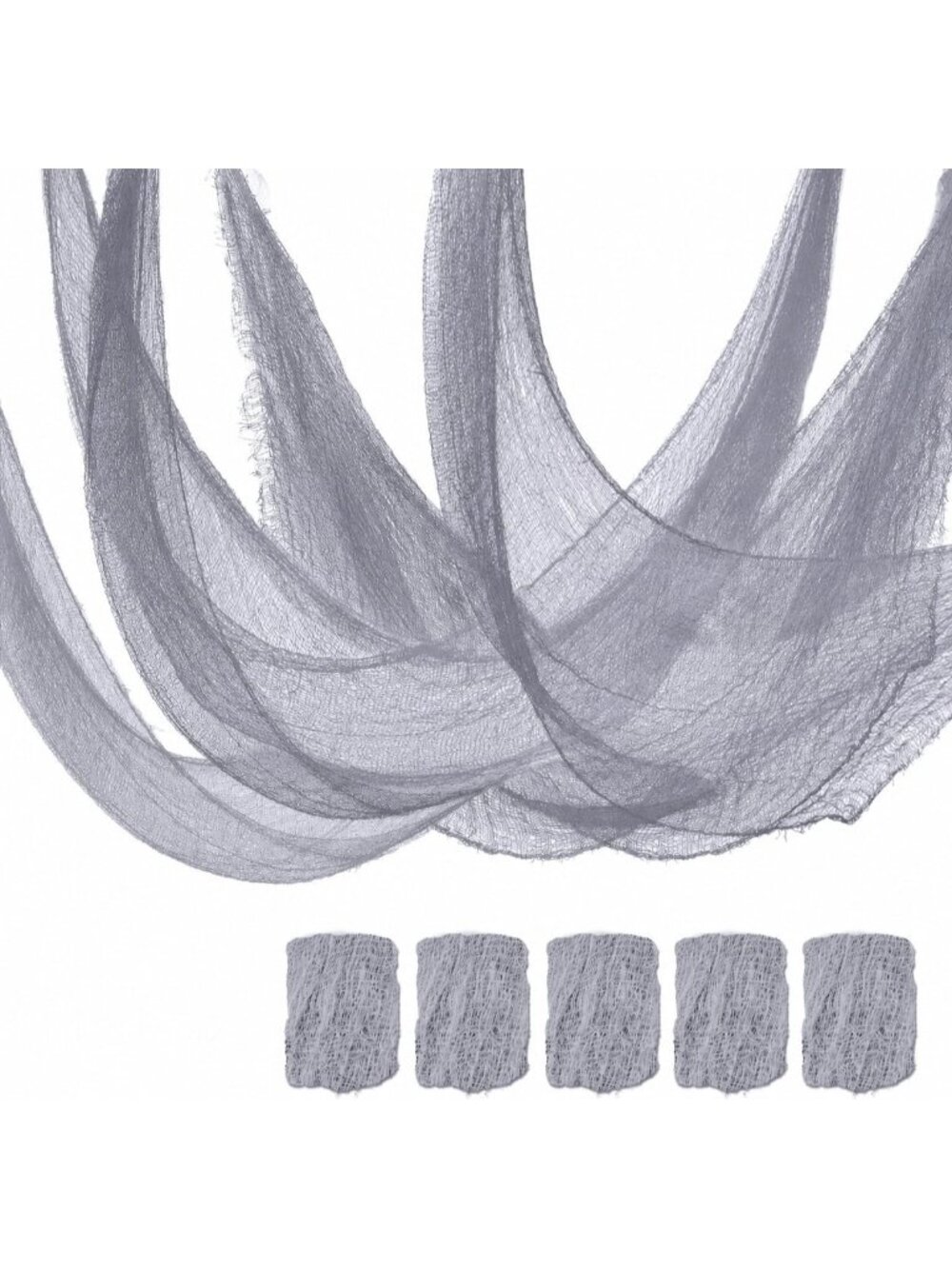 5 Pcs Grey Halloween 72 x 30" Gauze Creepy Cloth Fabric Tapestry Decorations